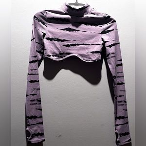 2/$20 H&M Lavender & Black Ribbed Mock Neck Cropped Top XS NEW NWT Rave